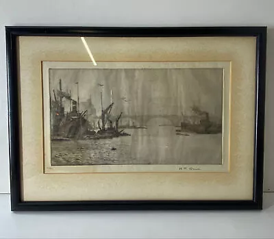 Vintage Original Framed Pencil/ Charcoal Drawing Of Diockyard And Bridge  • £67.99