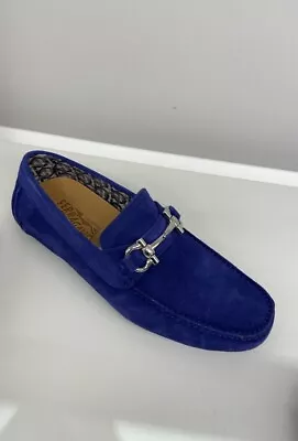 New Salvatore Ferragamo Parigi Eco Men Driver Moccasin Loafers Shoes Blue 8 $750 • $399.99