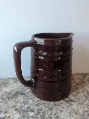 Vintage Marcrest Daisy And Dot  8-in Brown Drip Glaze Pitcher Made In The USA • $40