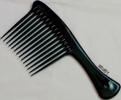 Wide Tooth Detangle Comb Hairdressing/styling Barbers Afro Rake Combs Black New • £2.49