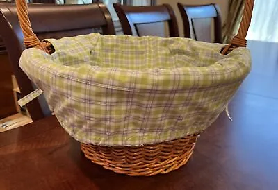 Pottery Barn Kids Plaid Check Blue Green Large Easter Basket Liner • $20