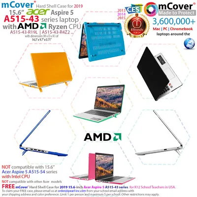 NEW MCover® Hard Case For 15.6  Acer Aspire 5 A515-43 Series ( AMD CPU ) Laptop • $24.99