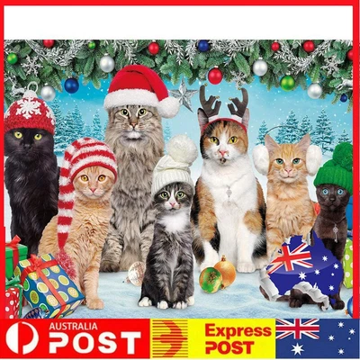 $11.79 • Buy DIY Diamond Painting Kit Christmas Cats Square Diamond Picture Handicraft