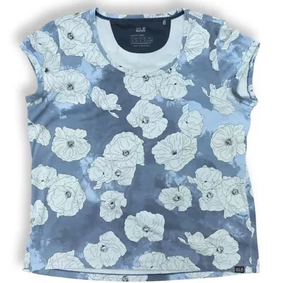 Jack Wolfskin Blue Floral Print T Shirt Size XL • £8.50