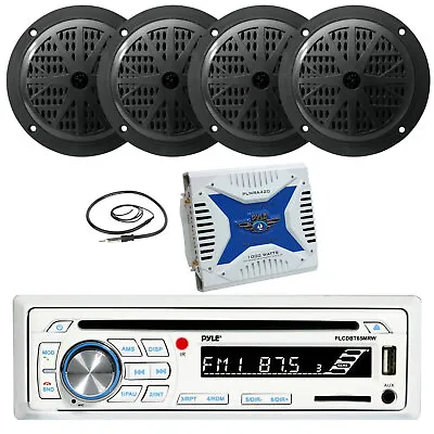 Pyle Marine Boat USB/MP3 Radio CD Player Receiver  4x Speakers 1000W Amplifier • $229.99