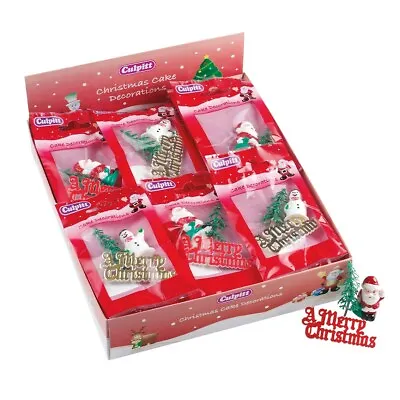 £2.39 • Buy Christmas Cake Motto Decorations Snowman Santa Tree Plastic Cupcake Topper Set