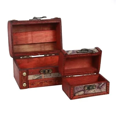 A Set Of 2 Map Design Treasure Chest Style Trinket Boxes • £7.99