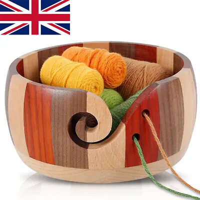 Wooden Yarn Bowl Hand Made Wool Storage For Knitting & Crochet Yarn Holder UK • £10.99