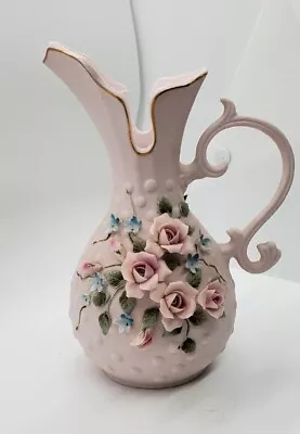 Vintage #1186 Pink Bisque Vase Lefton China Hand Painted W/ Flowers 6  • $17.99