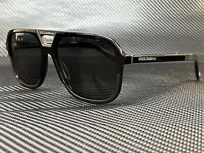 DOLCE & GABBANA DG4354 501 87 Black Rectangle Square Men's 58 Mm Sunglasses • $162.01