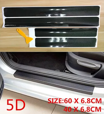 Parts Accessories Carbon Fiber Vinyl Car Door Sill Scuff Plate Sticker 5D Cover • $26.99