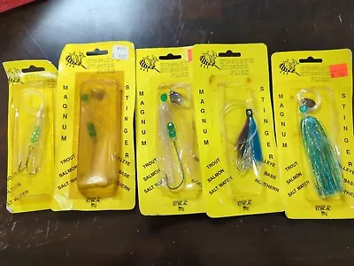 5 Lure Lot NOS Stanley Stinger MAGNUM Flies Salmon Dodger Flasher Trolling Bait • $19.95