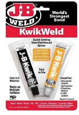 JB Weld KWIKWELD™ Twin Tube 2oz Steel Reinforced 2 Part Epoxy Glue Quick Set • $26.50