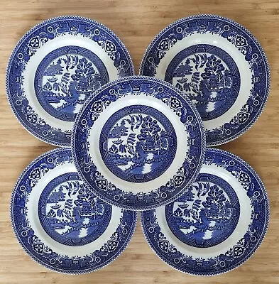 Blue Willow China Myotts England 5 Vintage Small Plates Hand Engraved Pattern • £29