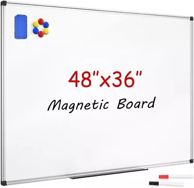  48 X 36 Inch - 4 X 3 Large White Board   2 Pen Detachable Marker Tray • $59.99