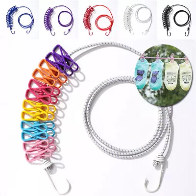 £5.76 • Buy Travel Camping Washing Line Long Compact 12 Peg Portable Clothes Line Joinable