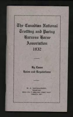 1932 Canadian Trotting & Pacing Association By-Laws & Rules Booklet (301801) • $54.52