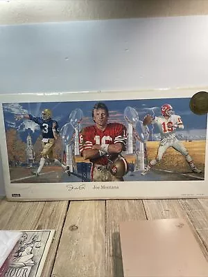 JOE MONTANA Merv Corning 49ers Lithograph Sealed Picture Collectors Print 1995 • $90