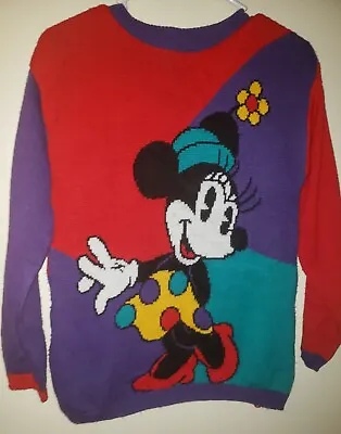 Vintage Mickey & Co. Minnie Mouse Sweater Size Large Acrylic Fits Like S/M • $29.95