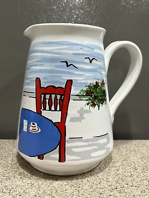 Vintage Aiyaio Hand Painted/Made In Greece Pottery Pitcher/Vase 7” In EUC Rare! • $25