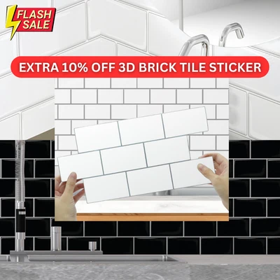 £4.95 • Buy Tile Stickers Kitchen Bathroom Splashback Backsplash Peel And Stick Tiles Paint