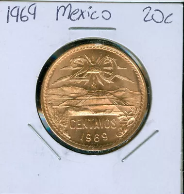 1969 Mexico 20 Centavos Top Grade Gem Bu Red   90 Cent Shipping * • $8.95