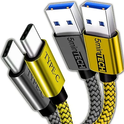 (2 Pack) USB Nylon Braided Cord Cable Charger For Motorola (Moto) (Black+Gold) • $7.36