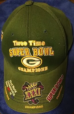 Green Bay Packers Hat Three Time Super Bowl Champions Rebok Hook Loop Nfl • $9.99