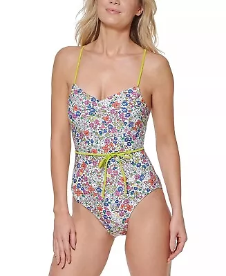 Tommy Hilfiger Womens MULTI Adjustable Tie Belt One Piece Swimsuit Size 4 NWT • $22.99