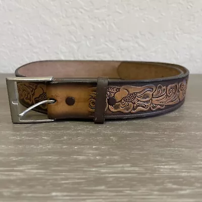 Disney Mickey Leather Belt Hand Tooled Western WDW USA 40-42 • $34.99