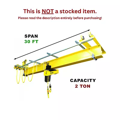 R&m Qlp 2 Ton 30' Span Under Running Single Girder Overhead Push Crane Kit • $6970