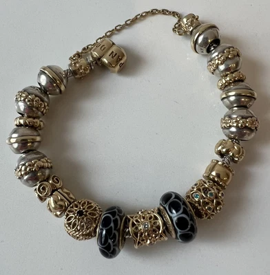 $5000 • Buy Pandora Bracelet 14ct With Diamond, Murano Glass, Sterling Silver Genuine Beads