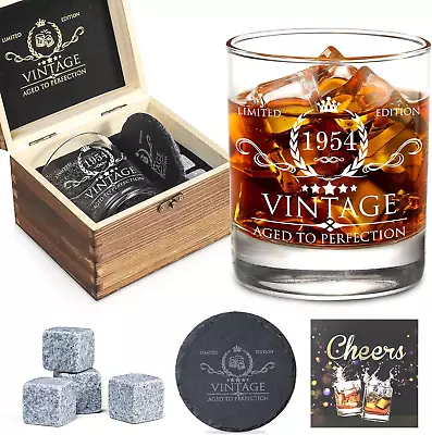 70Th Birthday Gifts For Men Whiskey Glass Set - 70Th Birthday Decorations Party • $47.12