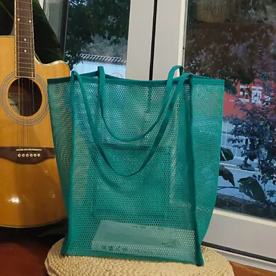 Nylon Mesh Foldable Tote Swimming Pool Beach Toys Storage Bag Large Grocery Bag • $5.14