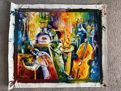 Leonid Afremov Original Oil On Canvas Painting - VIOLIN AND MUSIC • $425