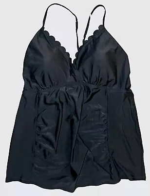 Motherhood Maternity Size XL Tankini Swim Top Black Adjustable Back Lace Up  • $12