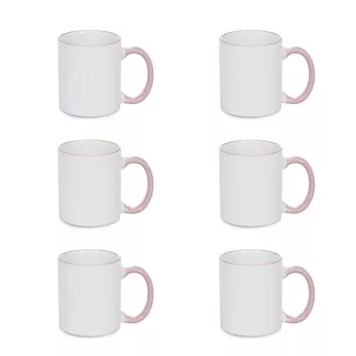 6Pcs 11oz Pink Rim Handle Mug Blank Mugs For Heat Press Transfer Cup • $28.80