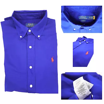 Ralph Lauren Custom Fit Shirt Oxford Shirt For Men Long Sleeve City Royal Blue • £39.99