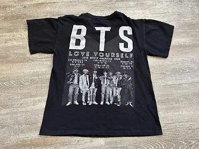 BTS Love Yourself 2018 North American Tour T Shirt Band Sz Medium Cities Dates • $9.99