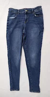 Maurices Women's 14 Regular High Rise Distressed Stretch Blue Jeans • $12.99