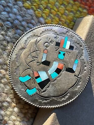 Turquoise Coral Sterling Silver Rainbowman Kachina Pin Pendant 1960- 70s • $125