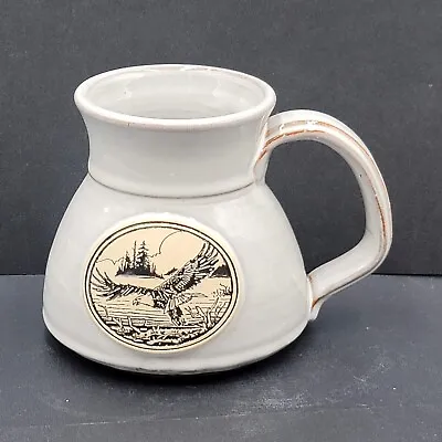 Eagle Coffee Mug Cup Gray Pottery Wide Bottom Non Slip 12 Oz • $16