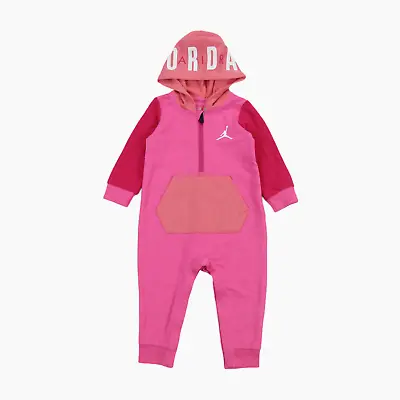 Nike Air Jordan Playsuit Age 24 Months Baby Girls Pink Hooded Romper Overall BNT • £22.95