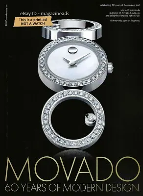 $3.00 PRINT AD - MOVADO Watches Fall 2007 MUSEUM Ono With Diamonds 1-Page • $3
