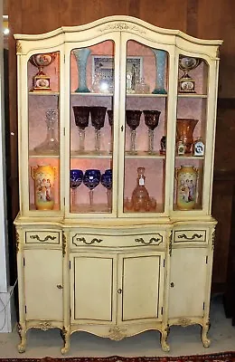 Painted Antique White American Louis XV Style Glass Door China Cabinet / Buffet  • $1950