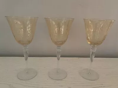 Rogaska Venetian Amber Wine Water Goblets Set Of 3 • $84.95