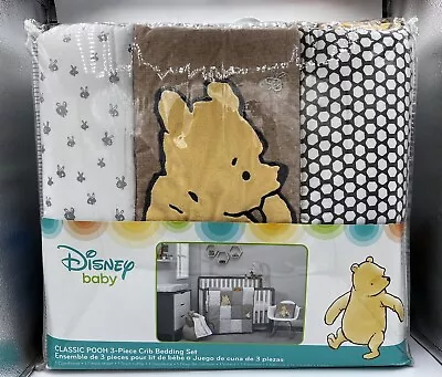 NEW ￼SEALED Disney Baby Classic Winnie Pooh 3 Pc Nursery Crib Quilt Bedding READ • $89.99