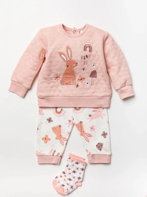 £8.50 • Buy Baby Girls Bunny 3 Piece Top, Leggings, Socks Outfit Set 3-6 Months
