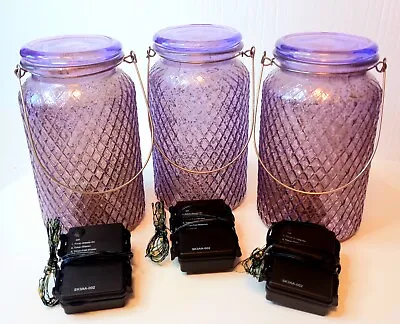 Set Of 3 Valerie Parr Hill Diamond Mercury Glass Mason Jars W/ Fairy Lights • $58.41