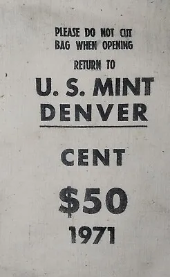 Vintage 1971 Denver Canvas US Mint Bag For 50 Cent Penny Rolls • $8.99